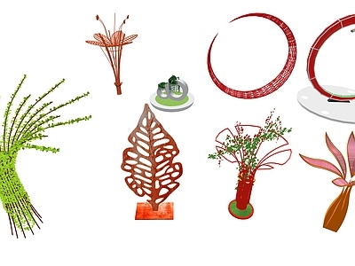 现代其他小品 景观花架 花形小品 花瓣雕塑 景观小品 树叶小品