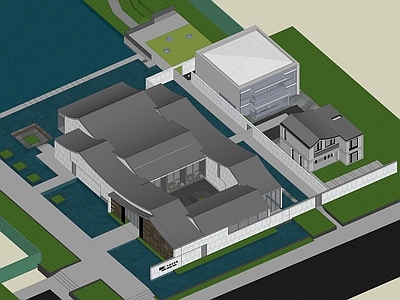现代新中式展览馆建筑 新中式展馆