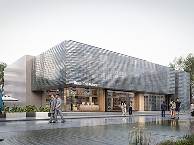 现代售楼处建筑 现代售楼处建筑 商业建筑 公共建筑 建筑表皮 方形