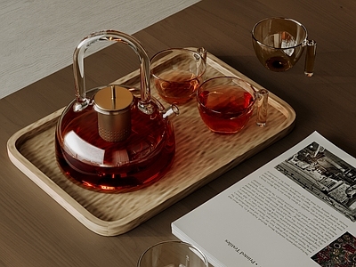茶具 茶壶 茶杯 茶盘 书籍 茶几摆件