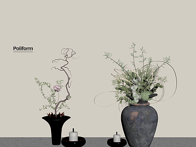 现代花艺 陶瓷花瓶 艺术花 蜡烛 香薰
