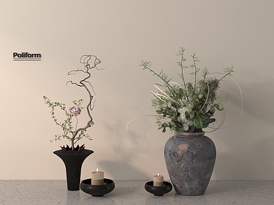 现代花艺 陶瓷花瓶 艺术花 蜡烛 香薰