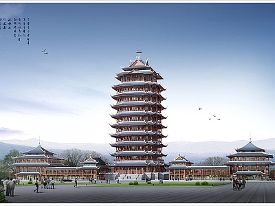 现代其他建筑外观 景区古建塔楼