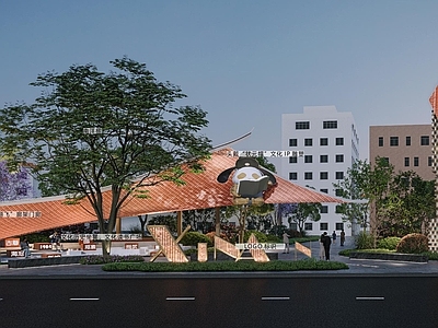 中式入口大门 传统中式文化入口 特色广场 景区园区入口景观 精神堡垒 入口小建筑