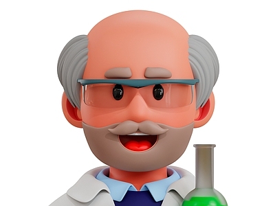 现代虚拟人物 卡通人物头像科学家做实验