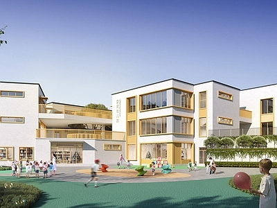 现代学校外观 幼儿园