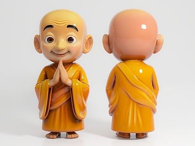 男人 卡通和尚卡通人物 男人光头僧侣寺庙 动漫动画手办摆件 雕塑雕像美陈陈设 玩具玩偶饰品装饰