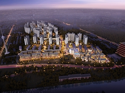新中式中式其他商业建筑 新中式多层商业街 景区古塔 台地 阶梯
