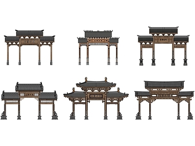现代新中式牌坊牌楼 牌坊 牌楼 门楼 大门 寨门