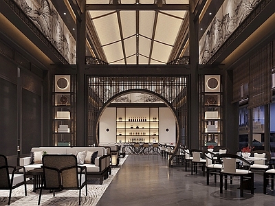 新中式休息区 酒店 前台