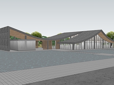 现代新中式展览馆建筑 展览馆 博物馆 游客服务中心