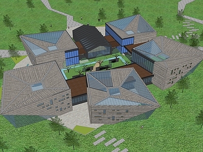现代新中式展览馆建筑 展览馆 博物馆 文化馆
