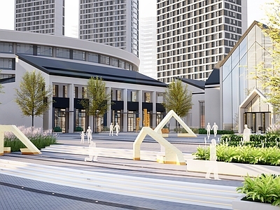 现代商业景观 商业景观 台阶 美陈 圆形景观