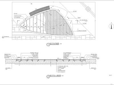 现代廊架 钢结构廊架 异形廊架 木平台 施工图
