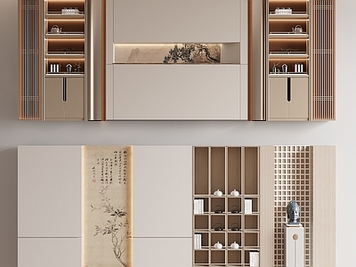 新中式禅意其他柜子 装饰柜背景墙 书柜 茶柜