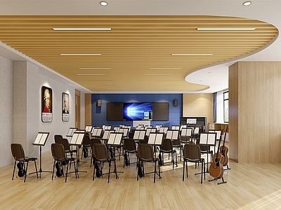 现代原木教室 现代音乐教室 小提琴教室 多媒体教室