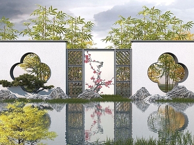 新中式园林景观墙