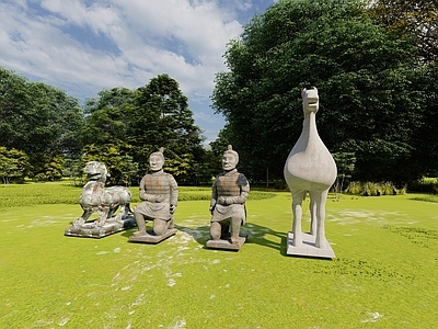 中式雕塑小品 古代人勇雕塑