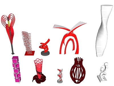 现代其他小品 景观小品 精神堡垒 异型雕塑 火炬小品 螺旋小品
