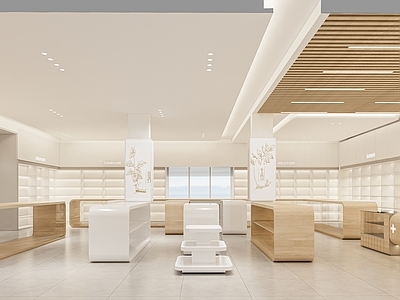 现代药店 现代药店 中药店 药品柜 中草药柜 店铺