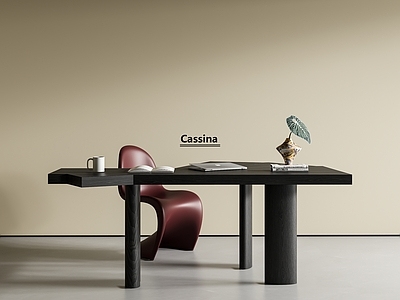 现代中古书桌 Cassina 扇形书桌 异形书桌 书桌椅组合