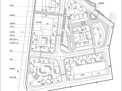 城市规划 中心市场旧城改造 总平面图 施工图