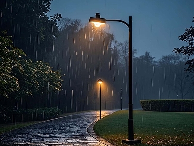 现代街道外景 雨天街道外景 雨景街道PSD