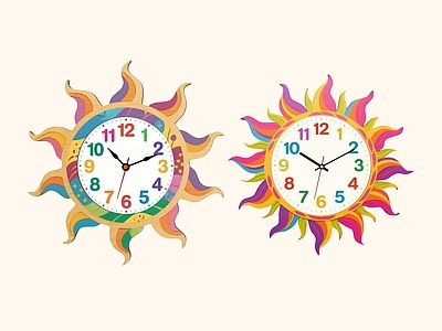 现代钟表 太阳挂钟 儿童房挂钟