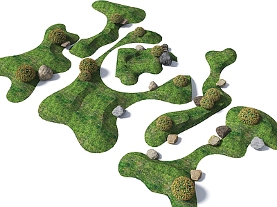 现代微地形 庭院地形 草坡 小山包 小土坡 枯山水