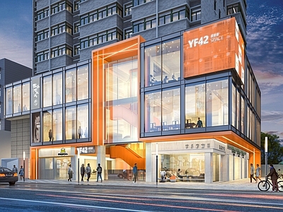 现代其他商业建筑 商业建筑外立面 城市更新 外摆店招橱窗 建筑改造 网红旋转楼