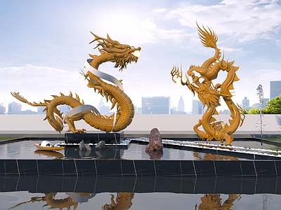 现代景观雕塑 现代巨龙雕塑小品 金属雕塑 动物雕塑