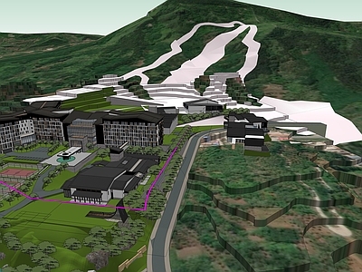 新中式酒店建筑 山地7层酒店