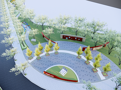 现代口袋公园 戏曲文化游园 小游园 城市街头绿地 街角公园 绿化带公园