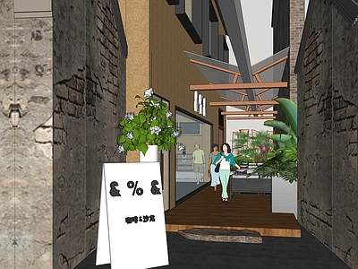 现代极简餐饮建筑 特色旧改雨棚