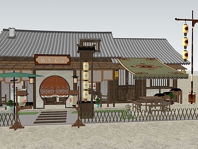 中式古建筑 清心茶坊 古建筑 影视美陈