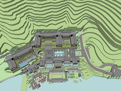 新中式酒店建筑 山地酒店建筑