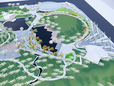 现代景观公园 折线景观公园 现代景观公园 城市公园 滨水公园 景观绿地