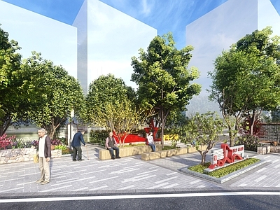 现代新中式口袋公园 乡村口袋小公园 老村现代袖珍广场 街头公园小游园 乡村改造美丽乡村 党建公园街旁绿地