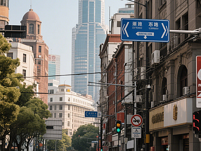 现代街道外景 人行道 道路 商业街外景