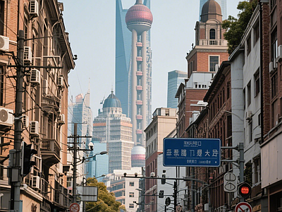 现代街道外景 道路 人行道 商业街外景