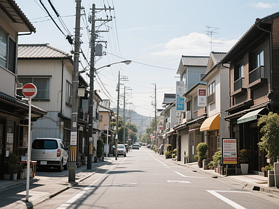 现代街道外景 道路 人行道 商业街外景