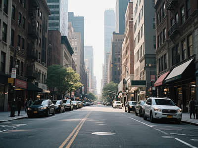 现代街道外景 道路 人行道 商业街外景