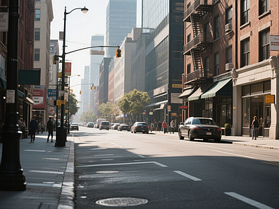 现代街道外景 道路 人行道 商业街外景
