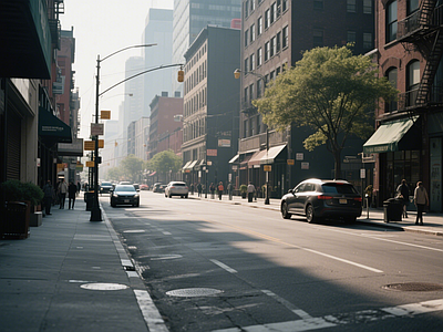 现代街道外景 道路 人行道 商业街外景