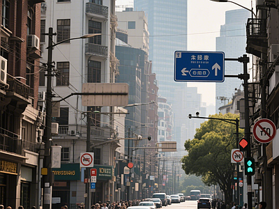 现代街道外景 道路 人行道 商业街外景