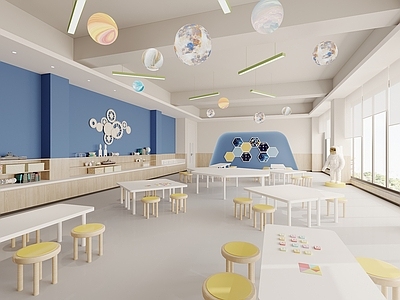 现代实验室 科探教室 科学教室 太空人 星球吊灯