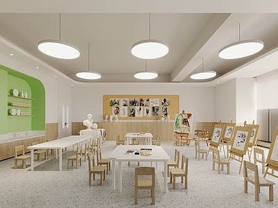 现代教室 美术教室 绘画室 画本 盥洗台