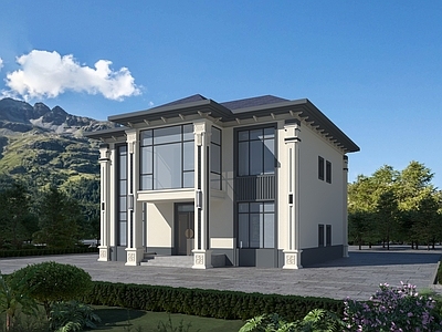 现代新中式别墅外观 独栋别墅 现代别墅 自建房 农村自建房 现代自建房