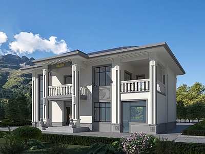 现代新中式别墅外观 独栋别墅 农村自建房 自建房别墅 现代自建房 农村别墅