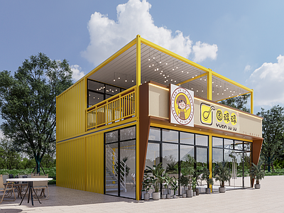 现代新中式小公建 集装箱商铺 网红集装箱 集装箱咖啡店 集装箱奶茶店
